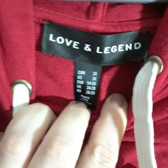 Love & Legend 3xl ladies Red Bell Sleeve Hooded Top - Picture 4 of 5